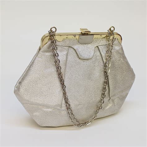 silver metallic evening bag